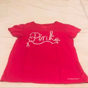 VS PINK Cotton T-Shirt w/ Silky Script Detailing